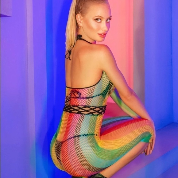 Rainbow Bodycon midi dress - Picture 3 of 5